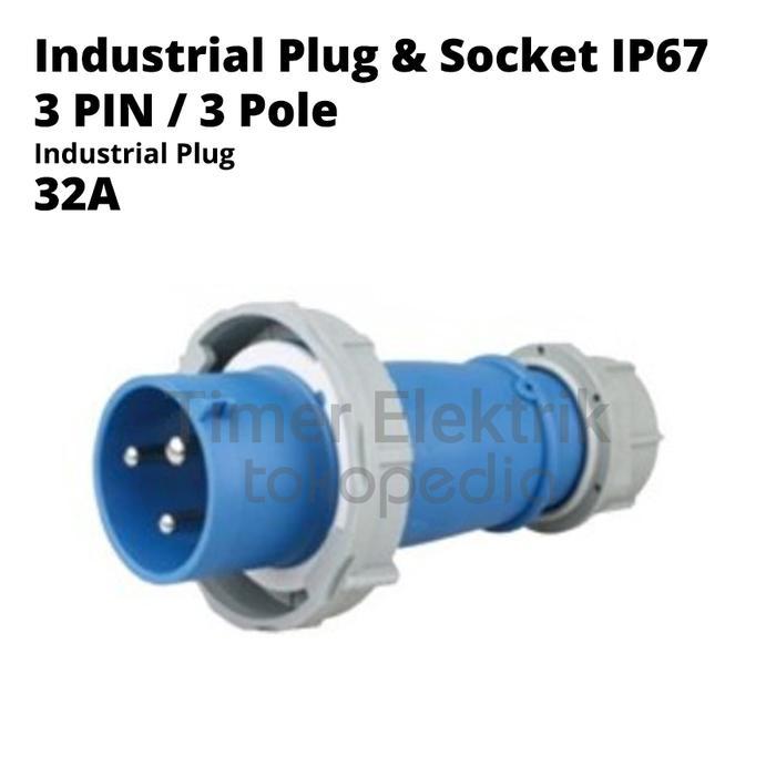 Industrial Plug & Socket IP67 3 Pin / 3 Pole 32A Berbagai Variant - Industrial Plug
