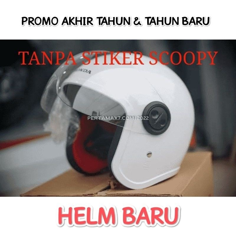 (Talver) (SCOOPY PUTIH / HITAM) Helm Honda Original, Model Scoopy TANPA STIKER SCOOPY (POLOSAN)
