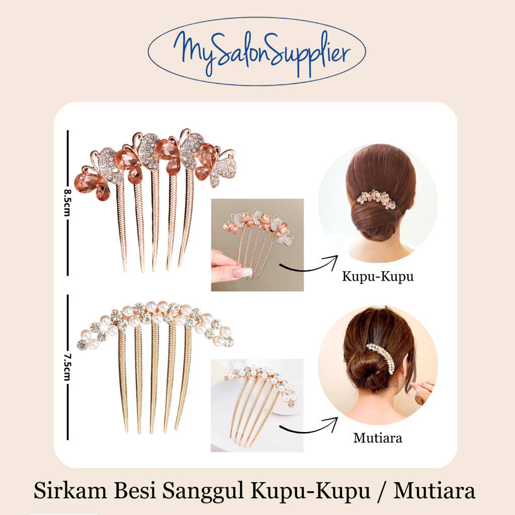 Sirkam Besi Hiasan Sanggul Kupu-Kupu / Mutiara Aksesoris Rambut
