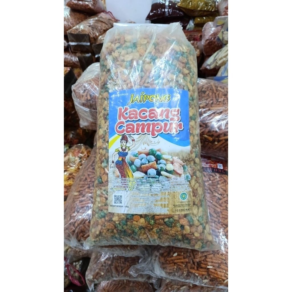 Snack Jaipong Campur, Kacang Jaipong Varian Campur Repackaged, Cemilan Snack, Makanan Ringan