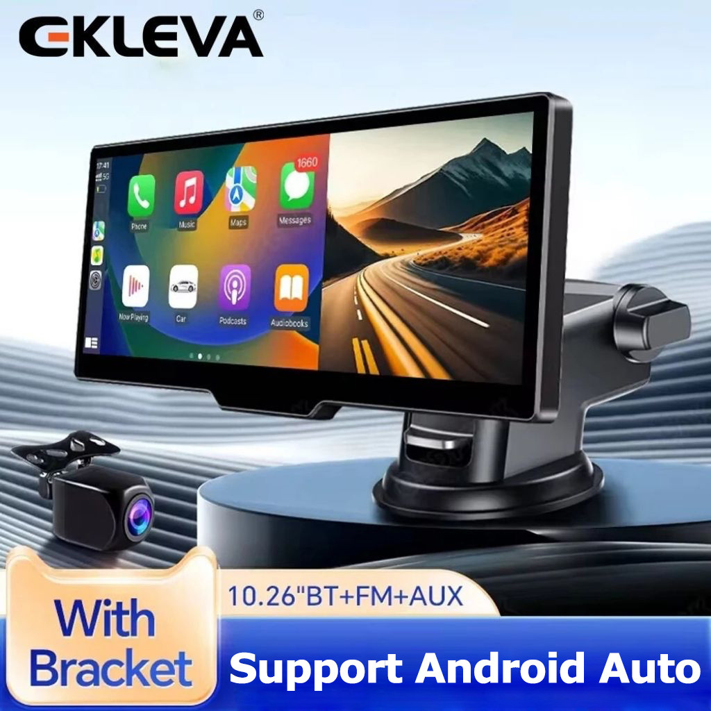 EKLEVA Head Unit Mobil Universal Navigasi Mobil 10.26 Inci Layar dengan Kamera Belakang Player Mobil