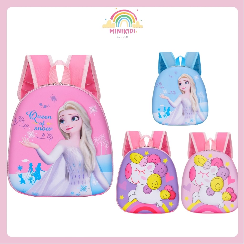 MINIKIDI (461) Tas Sekolah Anak Paud TK SD SMP SMA / Tas perempuan tas ransel sekolah import karakte
