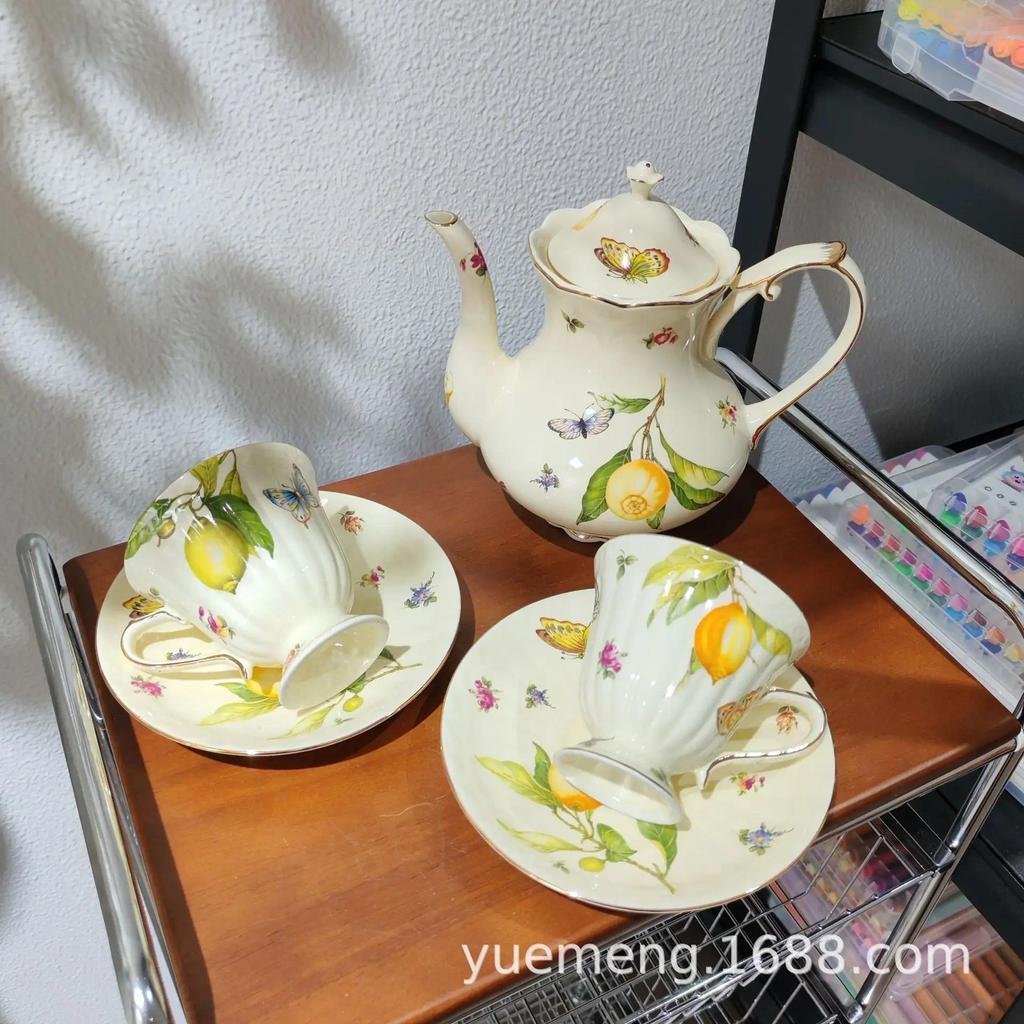 English Style Vintage European Ceramic Coffee Cup And Plate Set Lemon Afternoon Tea Pot Luxury Coffe