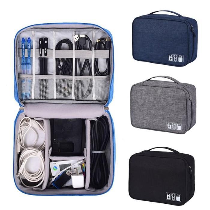 safitri_nik21 | Tas Kabel USB Charger Cable Pouch Digital Travel Bag Organizer - Abu-Abu