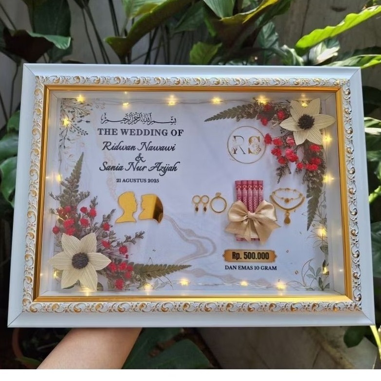 Sehari Jadi BINGKAI MAHAR 3D CUSTOM / MAHAR 3D/ FRAME 3D LIST GOLD / FRAME MAHAR RUSTIC / HANTARAN P