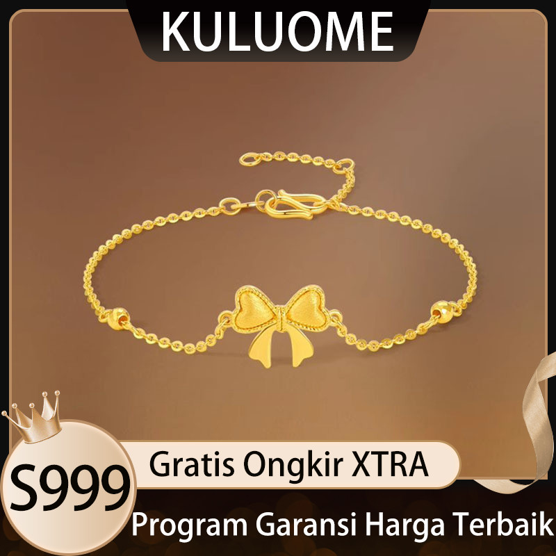 KULUOME Kalung Pita Menari Girly Vietnam Pasir Emas Mengkilap Gelang Bersinar s999