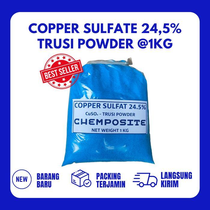 Promo copper sulphate / cooper sulfat / prusi / trusi bubuk 1kg Kristal BiruTerlaris
