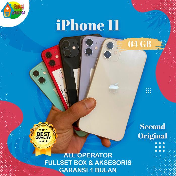 Second iPhone 11 64 GB Garansi 1 bulan - All operator - WIFI ONLY, Putih