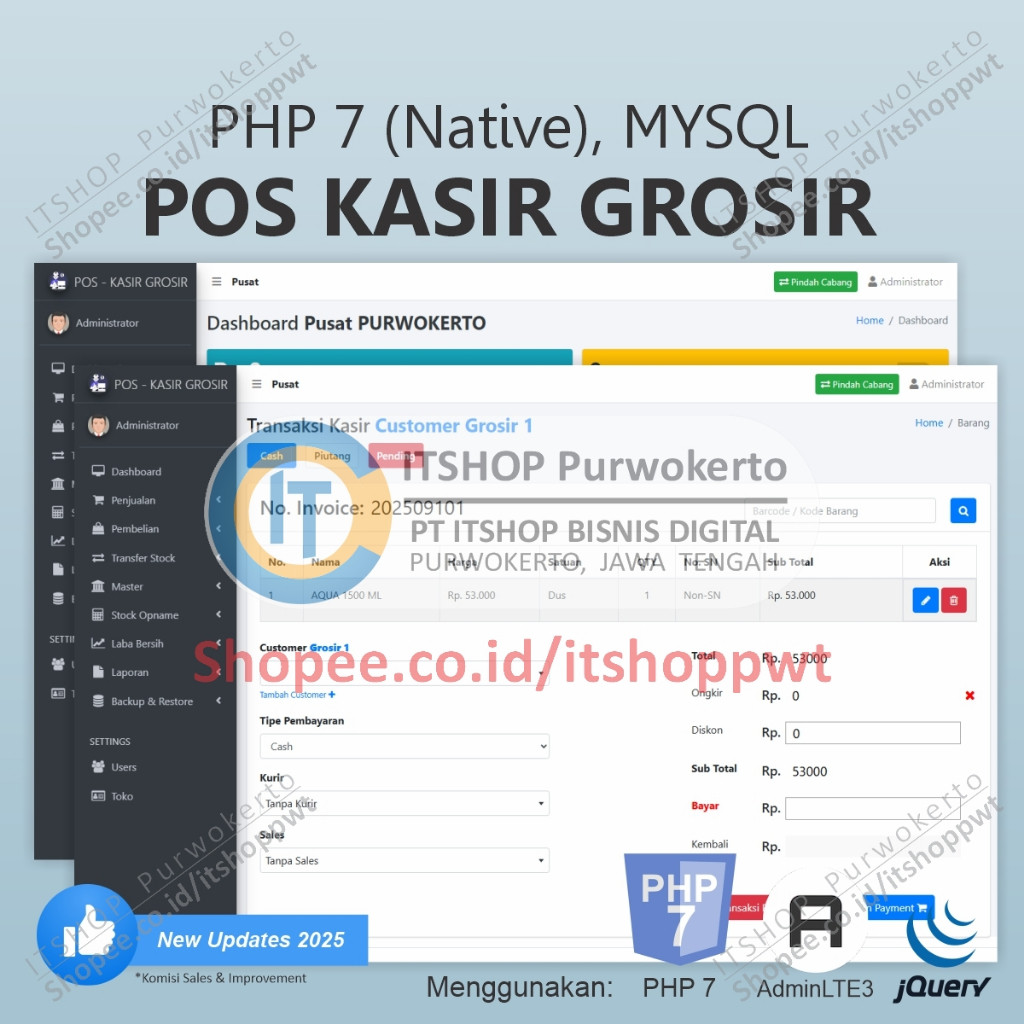 Source Code Aplikasi Web POS Kasir Grosir menggunakan native PHP 7 dan MySQL