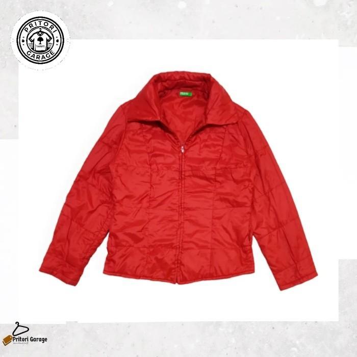 Harington Blazer Puffer Work Jacket Benetton Italy Red Color Vintage M fit L