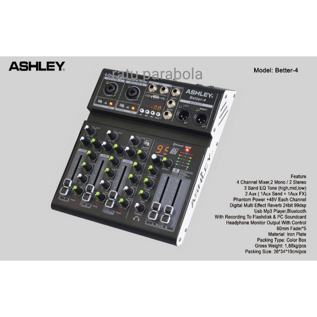 MIXER ASHLEY BETTER-4 MIXER BETTER 4 ORIGINAL ASHLEY 4 CHANNEL USB