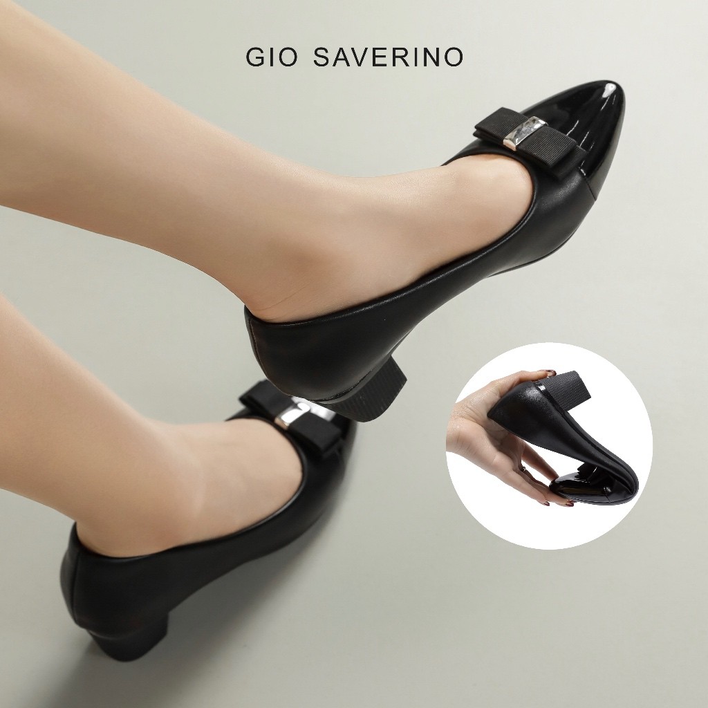 Gio Saverino Sepatu Wanita Hitam Hak Tahu Sepatu Pansus Korea Marigold Shoes