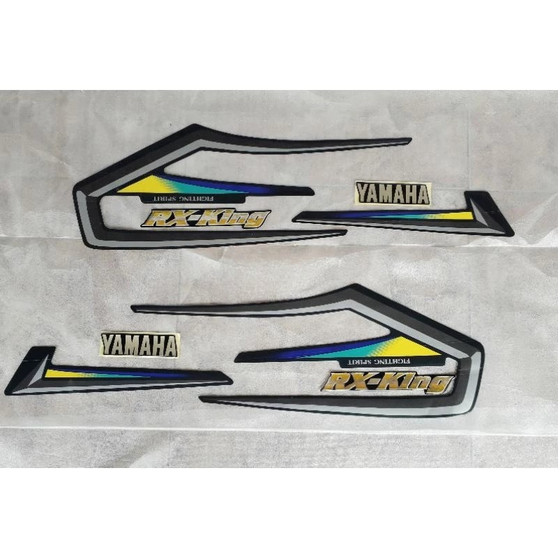 striping rx king 2001 hijau set emblem timbul, lis body rx king 2001 hijau komplit emblem timbul
