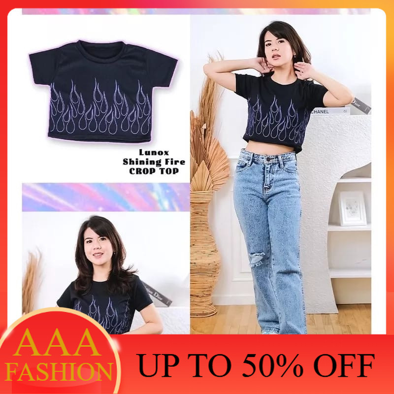 AAA Crop Tee Wanita Lunox Shining Fire Crop Tee (LD 88, P45)