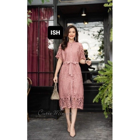 [PREMIUM]DRESS CUTIE MINUTE WANITA BAHAN BROKAT BANGKOK PESTA NATAL