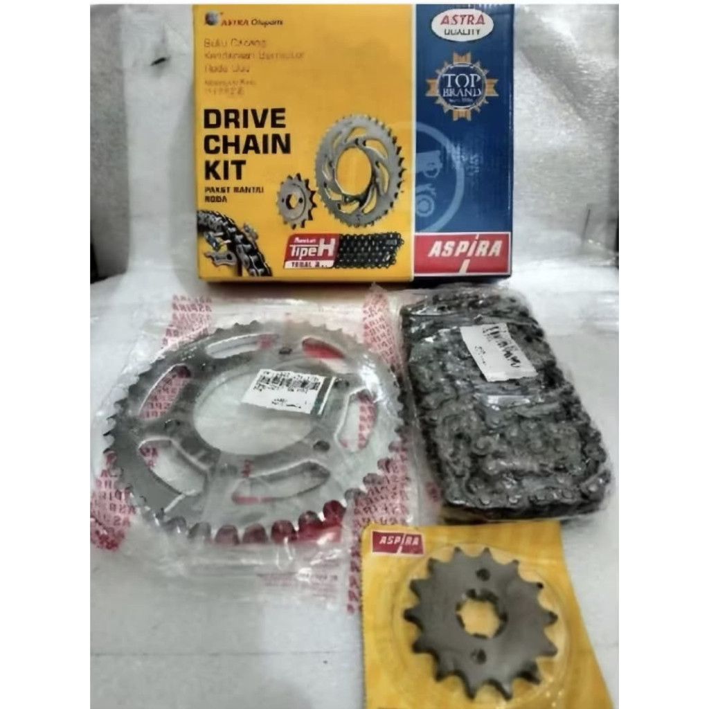 ASPIRA GEAR SET VIXION, DEPAN 14T, BELAKANG 42T, RANTAI 428-120 TYPE H. VIX
