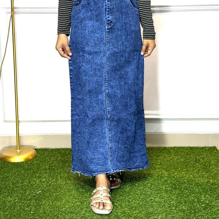 Rok Jeans Span Skirt Panjang Rok Jeans A  Setreach - ACK SNOW, XL