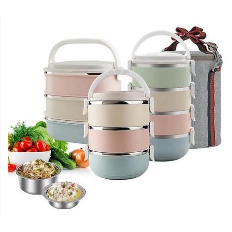 Lunch Box Rantang Wadah Bekal Nasi Lauk Makanan Stainless Tahan Panas - Rantang Makan