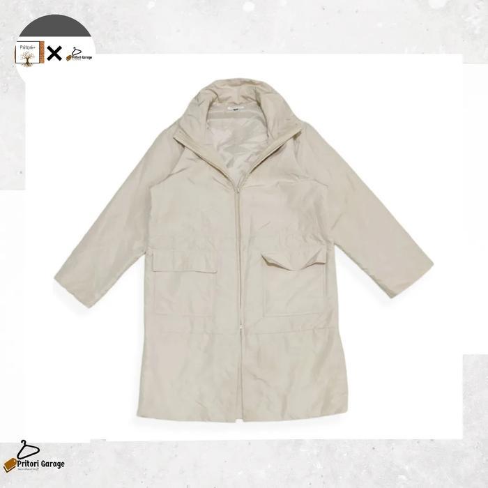 Long Coat Puffer Jacket Handsome Woman Cream White Color "Vintage"