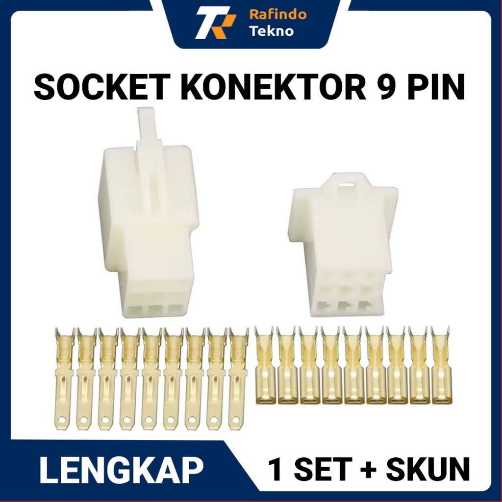 Soket Konektor Kabel 9 Pin Lengkap 1 set + Skun | Soket Motor | Soket Mobil | Konektor Kabel
