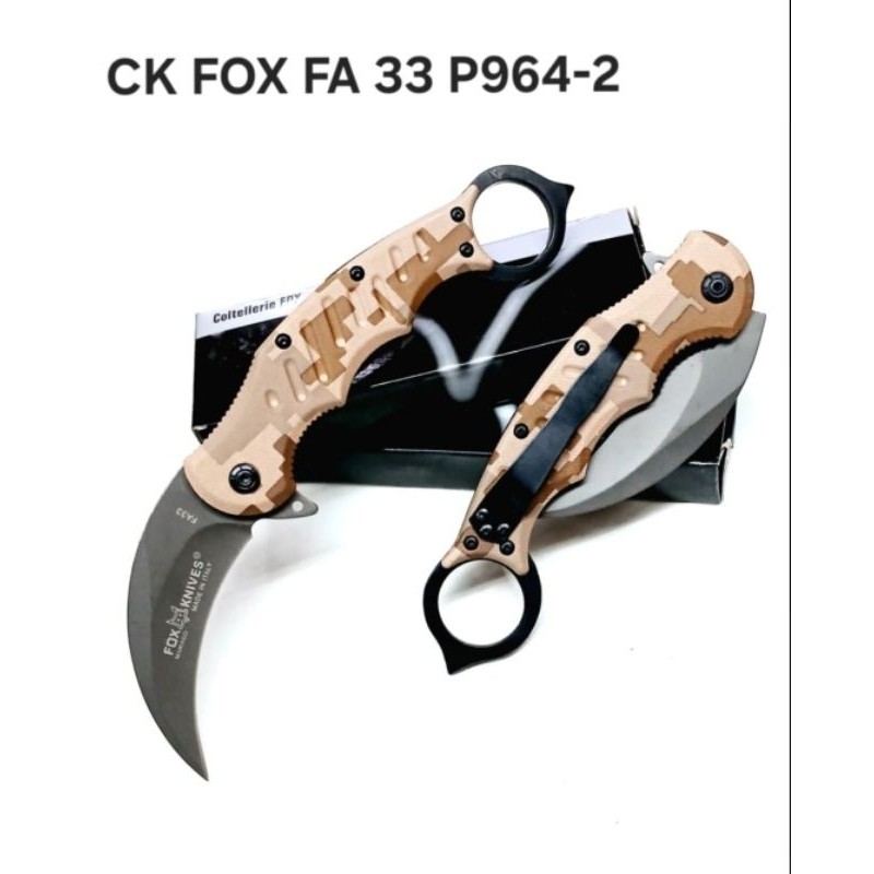 Pisau Karambit Tactical CK FOX FA33 P964-2 – Camo Desert, Lipat & Ring Safety