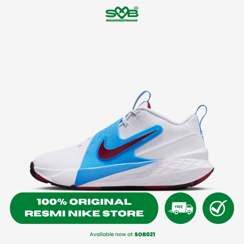 Sepatu Basket Nike Team Hustle D 12 Big Kids' Basketball White/University Blue/Black/Team Red - HF62