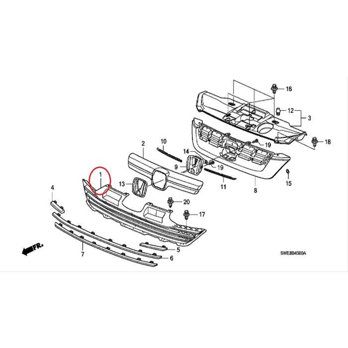 base grill grille kisi kisi bawah honda crv gen3 2007 2008 2009 ori best