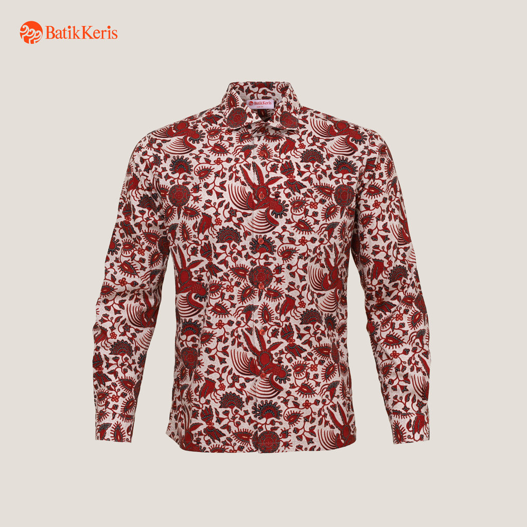 Batik Keris Kemeja Batik Slimfit Lengan Panjang Keris Cendrawasih - Merah
