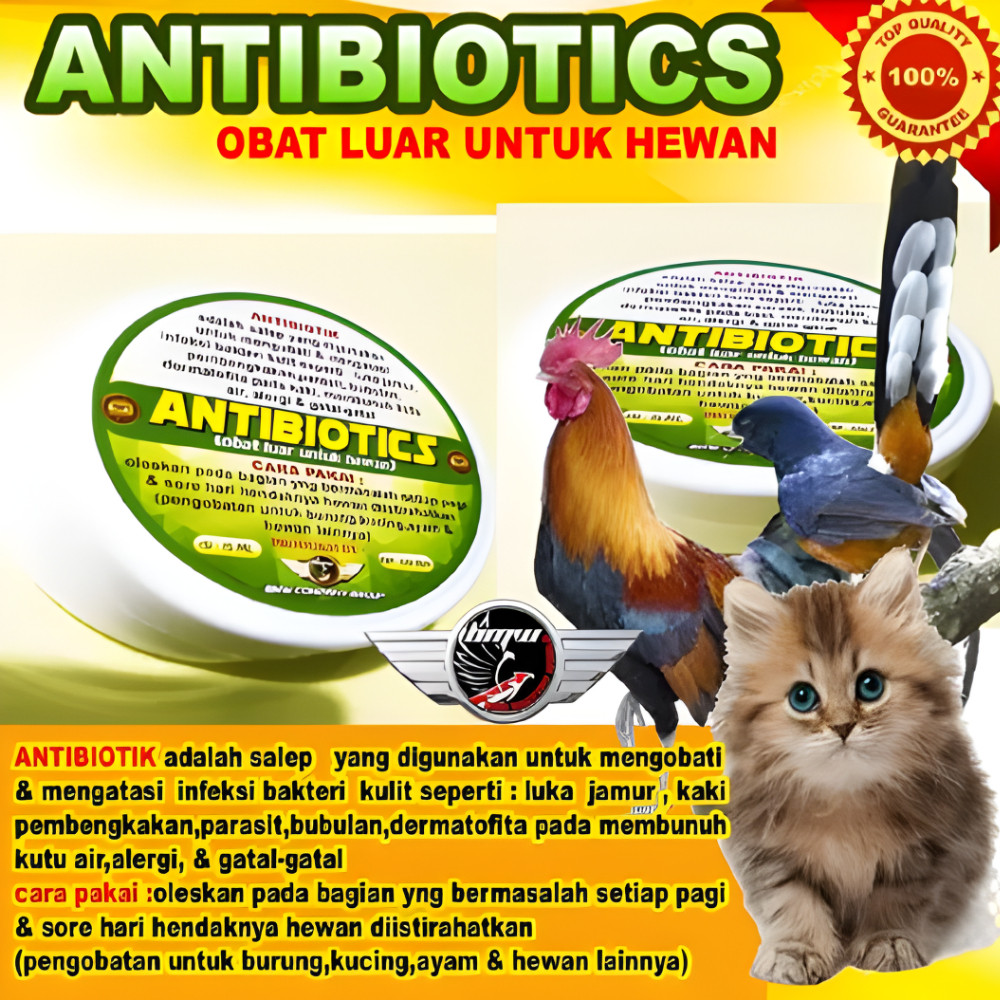 Antibiotik Salep Hewan 15ml Obat Jamur Kucing Burung Ayam Luka Gatal Kutu Air Kulit Hewan