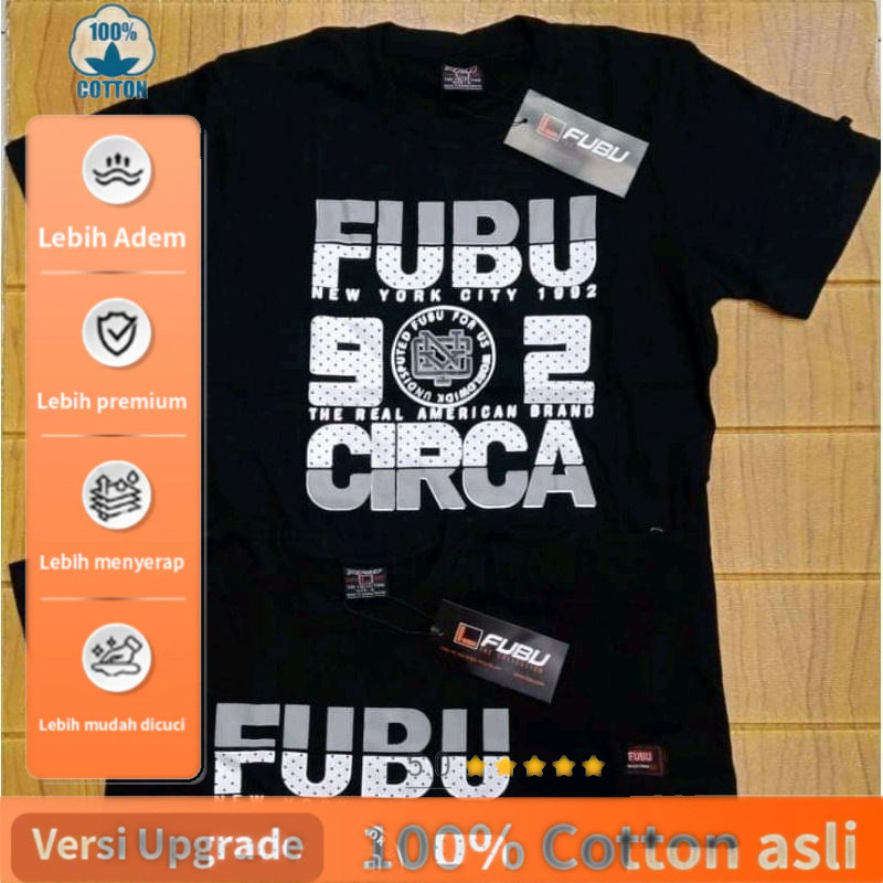 kualitas tinggi Kaos Fubu Pria dan Wanita Hitam Lengan Pendek