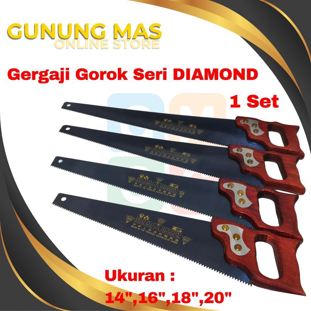 DIAMOND Gergaji Tangan Seri Isi 4 (14",16",18",20") // Gergaji Kayu // Hand Saw