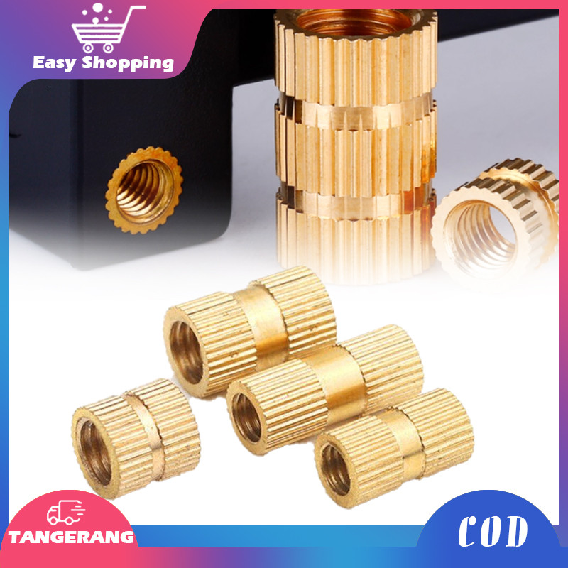 100pcs Mur Tanam M3 Insert Nut Thread Knurl Mur Brass Copper