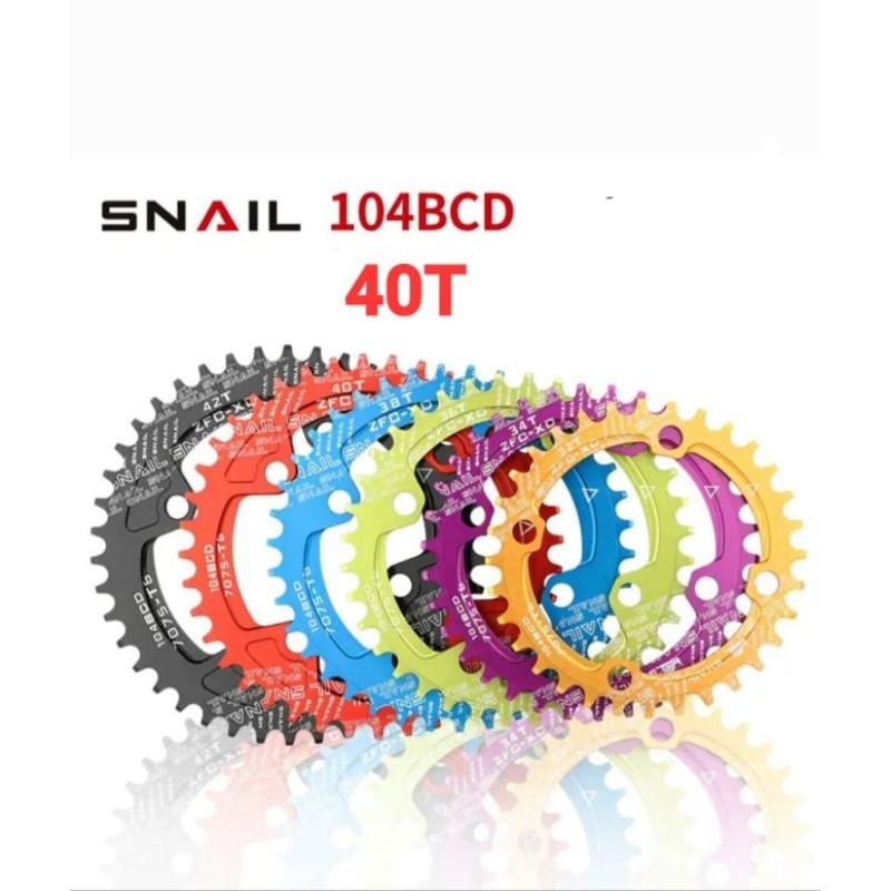 Snail Chainring 40T BCD 104mm Narrow Wide Chain Ring Crank Arm 40T BCD 104 mm Hitam