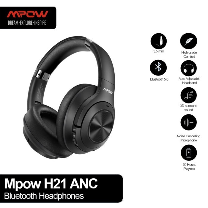MPOW H21 ANC Noise Cancelling Headphone Dual Bluetooth Kabel Over Ear