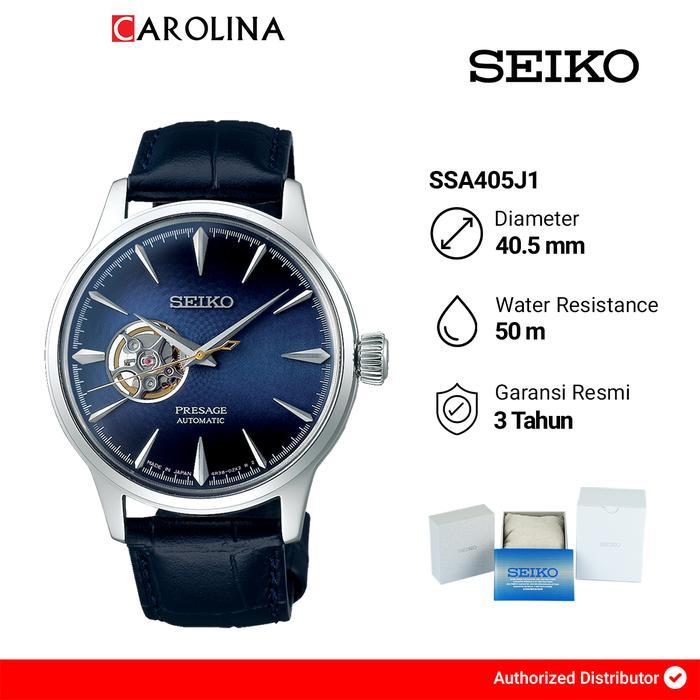 PROMO Jam Tangan Pria Seiko Presage SSA405J1 Cocktail Time Blue Moon Open Heart Dial Blue Leather St