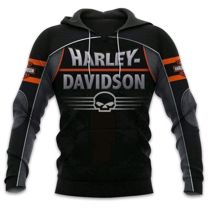 Harley Hoodie Full Printing Terbaru untuk Dewasa Jaket Pria Oblong Unisex Tebal Baju Keren Sweater D
