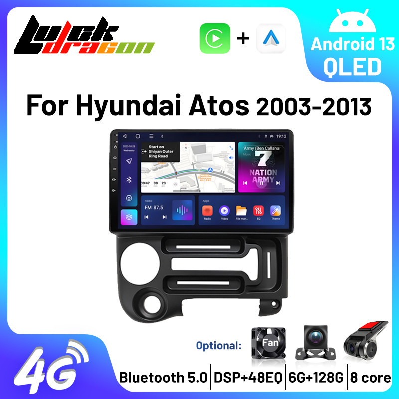 Car Bluetooth Rao Android 15 Carplay Android Auto For Hyundai Atos 2003-2013 WIFI GPS Navi Stereo Su