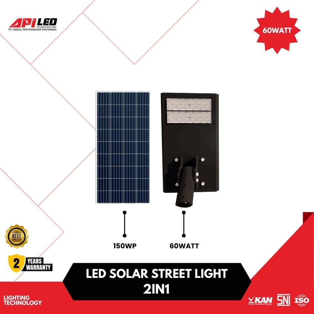 Lampu Jalan PJU PJUTS APILED 2in1 12.8V 60W Panel Surya 150Wp Penerangan Jalan Outdoor Solar Cell SN