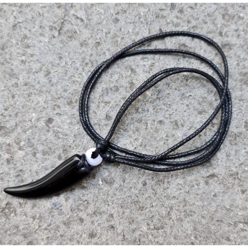 Jual Kalung Etnik Pria Bandul Taring Imitasi Aksesoris Bohemian | Kalung Cowok Tali Kuat

