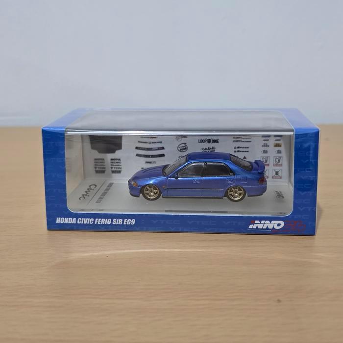 Inno INNO64 Honda Civic Ferio SiR 1992 Blue Diecast Koleksi Mobil Mainan Mini Scale 1/64 hotwheels L