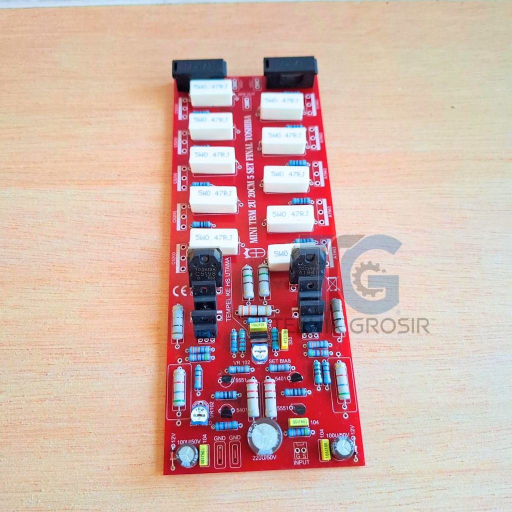Driver Ampli Mono Mini TBM TEF 2U 5 Set Final Toshiba PCB 20x8cm AB Class