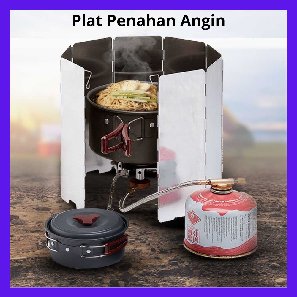 Piongpiaa-10 Plat Penahan Angin Kompor Camping Stove Penahan angin windshield kompor camping-COD