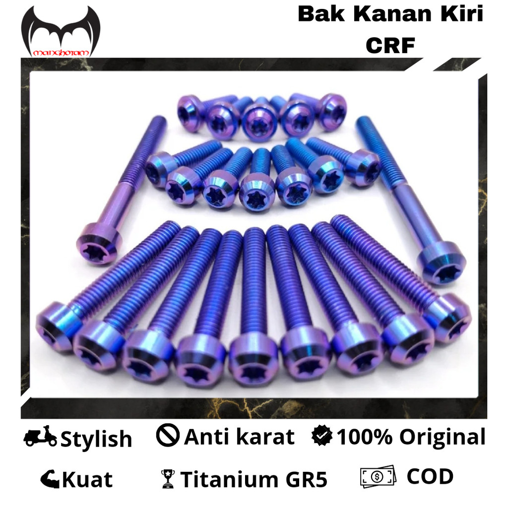 Baut Titanium Untuk Bak Mesin Kanan Kiri Motor Honda CRF Baut Titanium Gr5 Original