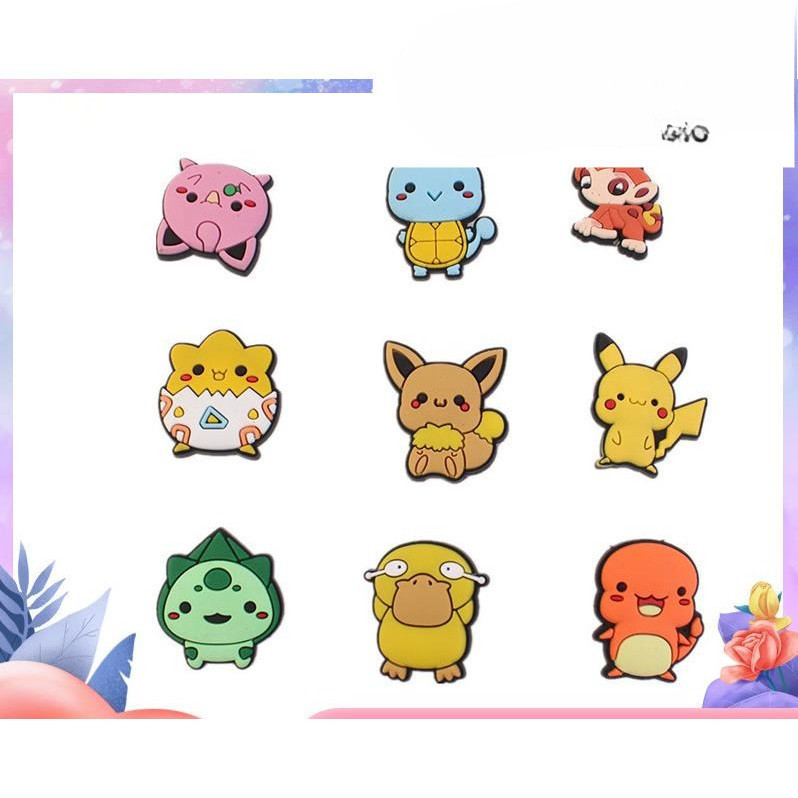 Jibb 613 Pin Sandal Pokee Mon New Hiasan Sendal Sepatu Lubang Flat Flip Flop Slop Charm Charms Penga