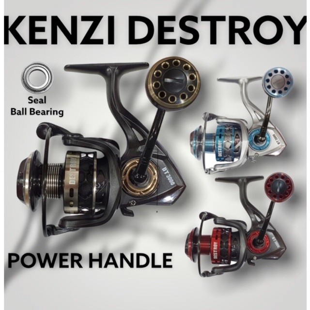Terlaris Reel Pancing Kenzi Destroy Power Handle Seal Ball Bearing 1000/2000/3000/5000/6000