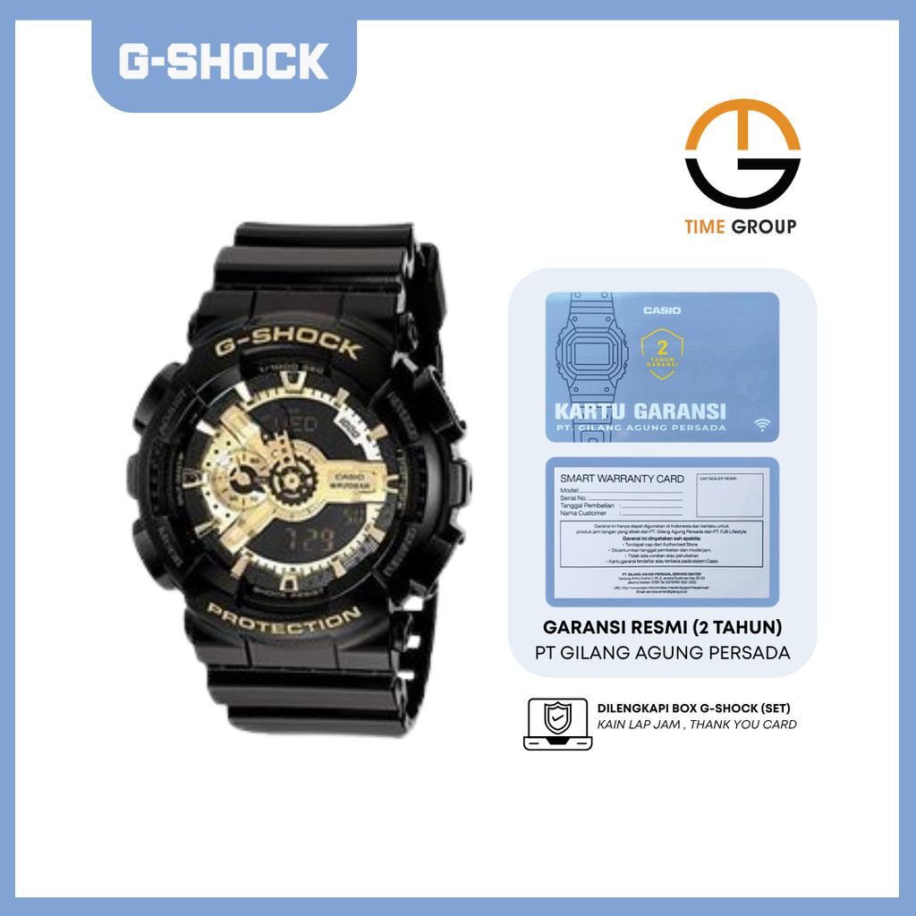 JAM TANGAN PRIA CASIO G-SHOCK GA-110GB-1 GA110GB-1AD DIGITAL ANALOG RESIN STRAP