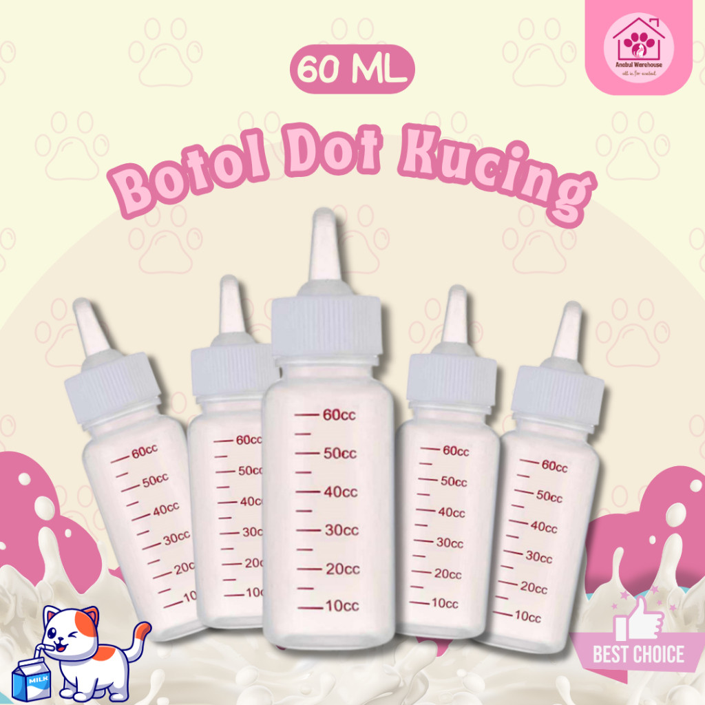 BOTOL SUSU KUCING/DOT ANAK KUCING BARU LAHIR PAKET KOMPLIT BOTOL + DOT STERIL