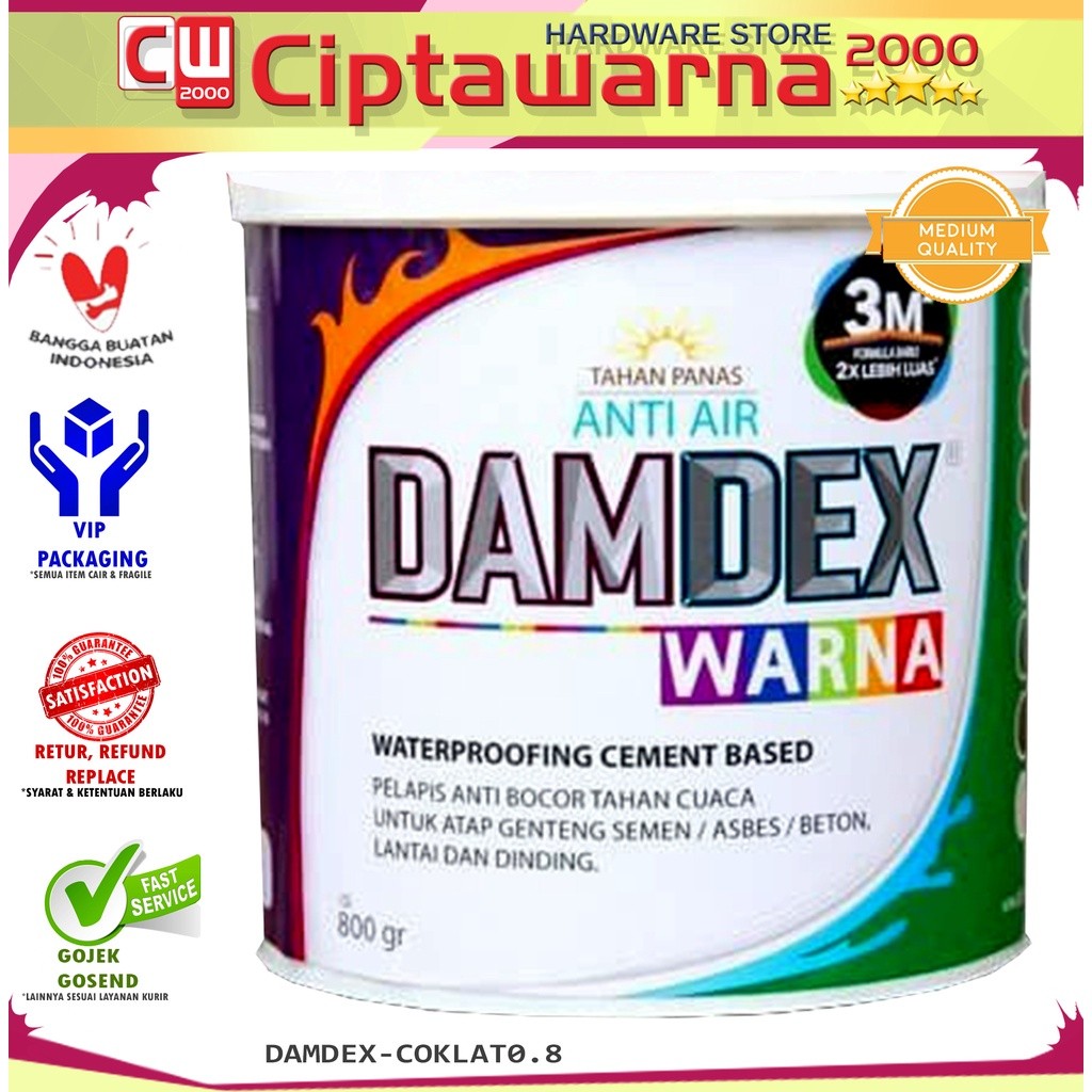 Cat DAMDEX WARNA 0.8kg COKELAT BROWN WATERPROOFING KOLAM IKAN RENANG - B7 CWS