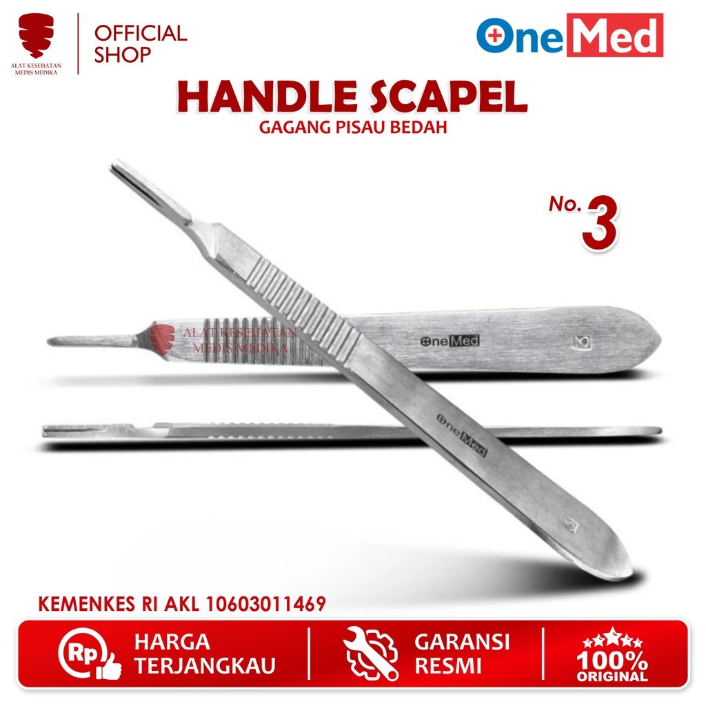 Onemed Scalpel Handle No. 3 Pegangan Gagang Pisau Bisturi Scapel Bedah Operasi Surgical Blade Medis
