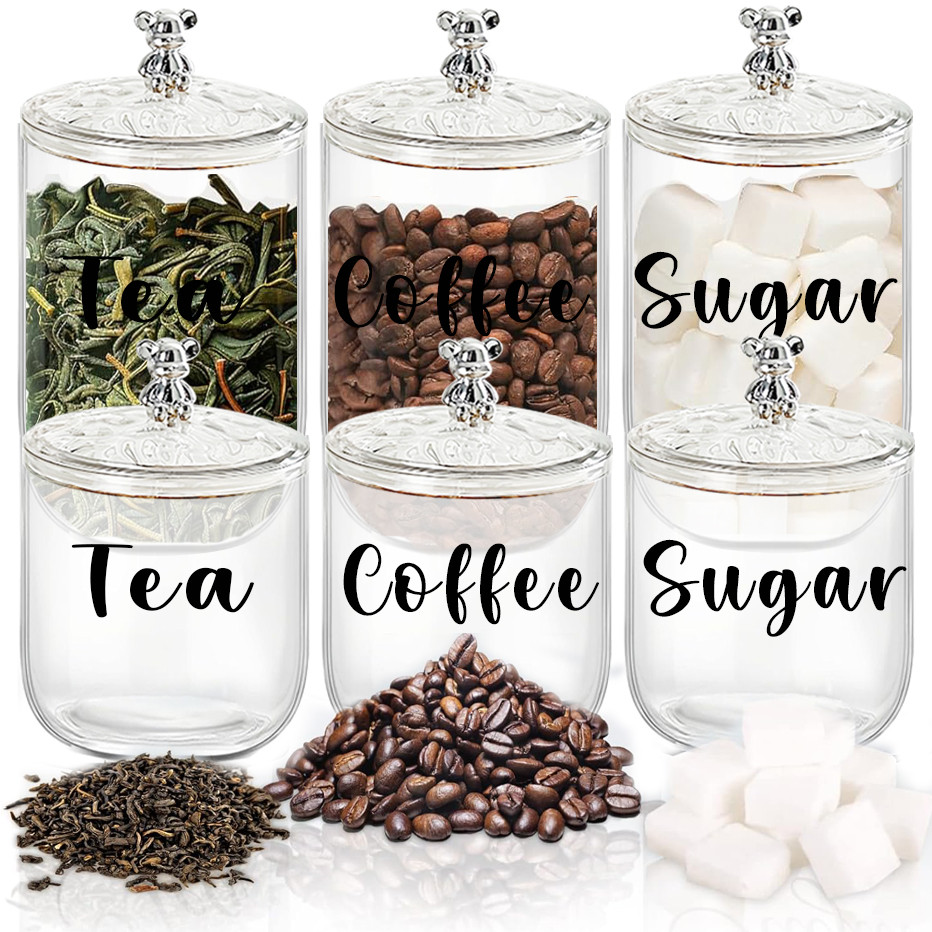 3pcs/set Kitchen Canister Set Coffee Tea Sugar Containers for Fresher Goods Coffee Bar Sugar Coffee 